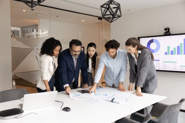 A group of people working together